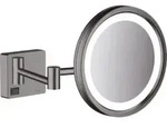 hansgrohe Rasierspiegel AddStoris m LED, Wandmontage, brushed black chrome