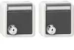 Gira Schutzkontakt-Steckdosen Set 2x 16A 250V mit Schloss und Beschriftungsfeld Grau