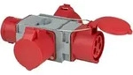 Kreuzverteiler CEE400V/32A 3fach Stecker CEE + 3x Steckdosen CEE