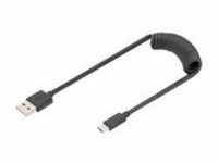 DIGITUS Spiralkabel USB-A->USB-C 1m schwarz Digital/Daten 1 m (AK-300430-006-S)