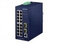 Planet Switch managed 16 x 10/100/1000 + 2 x Gigabit SFP an DIN-Schiene montierbar