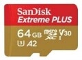 SanDisk Extreme PLUS microSDXC 64 GB+SD Adapter 200MB/s 90MB/s A2 C10 V30 UHS-I U8
