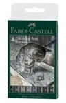 FABER-CASTELL Pitt Artist Pen Tuschestift 8er Etui Black & Grey 8 Farben Schwarz Grau