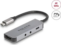 DeLock 61064, Delock USB Type-C Adapter zu HDMI 4K 60 Hz und Headset Mikrofonschluss+