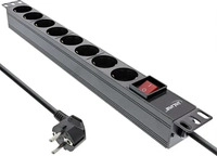 inline 16418S, InLine 19" Steckdosenleiste 8-fach Schutzkontakt mit Schalter 2m