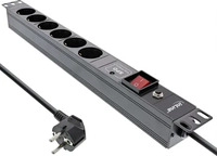 inline 16416P, InLine 19" Steckdosenleiste 6-fach Schutzkontakt UESS&Uuml;berlastschutz 2