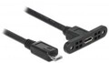 Tragant 0.25m Micro-USB B B M&auml;nnlich Schwarz USB Kabel 2.0 Micro-B Buchse zum Einbau