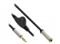 InLine Slim Audio Kabel Klinke 3,5mm ST / BU mit Lautst&auml;rkeregler 0,25m 0,25 m