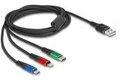 Delock USB Ladekabel 3 in 1 Typ-A zu Lightning Micro Type-C 2 m 2 m (90156)