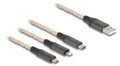 Delock USB RGB Ladekabel 3 in 1 Typ-A zu Lightning Micro Type-C 1.20 (88158)