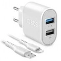 SBS Kit Fast Charge mit Ladeger&auml;t und Lightning-Kabel 1 m Wei&szlig;...