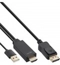 InLine HDMI zu DisplayPort Konverter Kabel 4K schwarz/gold 5m Gold Schwarz (17165P)