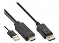InLine HDMI zu DisplayPort Konverter Kabel 4K schwarz/gold 1m 1 m Gold Schwarz