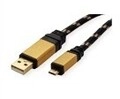 ROLINE USB-Kabel Micro-USB Typ B M bis USB M 2.0 1.8 m Schwarz Gold (11.02.8826)