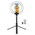 LogiLink Smartphone-Ringlicht m.Selfie-Stick-Stativ DM 20cm 7 " Schwarz (AA0156)