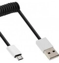InLine Micro-USB 2.0 Spiralkabel USB-A Stecker an Micro-B schwarz/Alu flexibel 3m 3 m