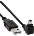 InLine USB 2.0 Mini-Kabel Stecker A an Mini-B 5pol. unten abgewinkelt 90&deg; schwarz