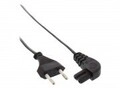 InLine Stromkabel Eurostecker M bis IEC 60320 C7 gewinkelt 2 m Schwarz (16651X)