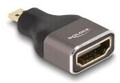 Delock HDMI Adapter Micro-D Stecker zu A Buchse 8K 60 Hz grau Metall