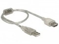 Delock 0,3 m USB A A 2.0 480 Mbit/s Transparent Typ-A M/F 0.3 m (82244)