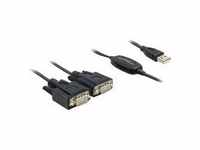 Delock Adapter USB 2.0 > 2 x Seriell Kabel / seriell M bis DB-9 M 1.4 m