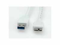 VALUE USB-Kabel Micro-USB Type B M bis USB Typ A M 3.0 80 cm geformt weiß