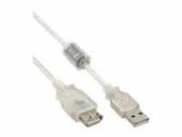 InLine USB-Verlängerungskabel USB W bis M 1 m durchsichtig (34610Q)