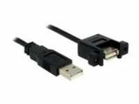 Delock USB-Verlängerungskabel USB W bis M 2.0 1 m Daumenschrauben Schwarz (85106)