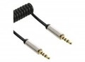 InLine Slim Audiokabel 4-poliger Mini-Stecker S bis S 50 cm Schwarz gewickelt (99274)