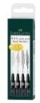 FABER-CASTELL PITT Artist Pen Fineliner permanent Schwarz India Ink Packung mit 4 ink