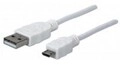 Manhattan Hi-Speed USB-Kabel Micro-USB Type B M bis USB M 2.0 1.8 m geformt wei&szlig;
