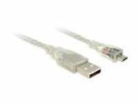 Delock USB-Kabel Micro-USB Typ B M bis USB M 2.0 50 cm durchsichtig (83897)