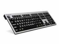Logickeyboard XL-Print Slim Alu White on Black fr. PC Tastatur Aluminium Schwarz
