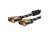 ROLINE GOLD DVI-Kabel Dual Link DVI-D M bis M 3 m Daumenschrauben Schwarz Gold