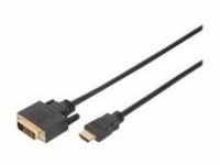 DIGITUS Videokabel Single Link HDMI / DVI M bis DVI-D M 2 m Doppelisolierung Schwarz
