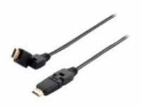 equip Life High Speed HDMI Cable with Ethernet mit Ethernetkabel M bis M 1 m Schwarz