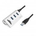 LogiLink USB hub 3.0 3-Port mit Kartenleser ALU silber Hub (CR0045)