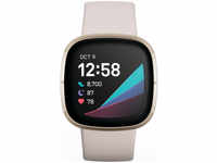 Fitbit Sense Lunar White/Soft Gold Stainless Steel Smart Watch Weiß (FB512GLWT)
