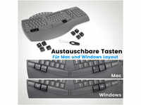 Perixx PERIBOARD-612BDE Bluetooth Tastatur Deutsch QWERTZ Schwarz Ergonomisch