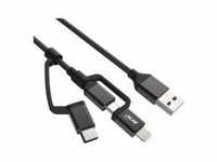 InLine 3-in1 USB Kabel Micro-USB Lightning C schwarz/Alu 1,5m Schwarz (31415S)