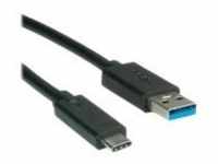 ROLINE USB-Kabel USB Type A M bis USB-C M 3.1 1 m geformt Schwarz (11.02.9011)