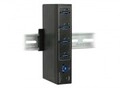 Delock Externer USB 3.0 Industrie Hub 4x Typ-A Kabel Digital/Daten Strom/Netzteil