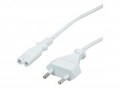 VALUE Netzkabel Euro St./2p.BU weiss 3m Kabel Strom/Netzteil 2-polig Wei&szlig;
