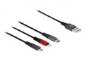 Delock USB Ladekabel 7,60 cm 3 " 1 f&uuml;r Lightning Micro Type-C 1 m 3-farbig