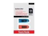 SanDisk Ultra 64 GB USB 3.0 2 Pack Blue Red USB-Stick 64 GB Blau Rot 2er