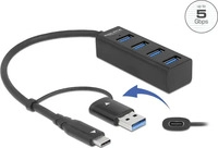 DeLock 63828, Delock Hub 4 x USB 3.2 Gen 1 + 1 x USB-C 1 Desktop (63828)