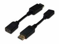 DIGITUS Videoanschluß DisplayPort / HDMI W bis M 15 cm Doppelisolierung Schwarz