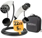 Absina Ladekabel Typ 2 Mode 3 f&uuml;r Elektroautos 22 kW / 32 A / 5 Meter