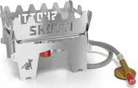 SKOTTI Faltbarer Campinkocher Booster Edelstahl 2,1 kW - Kartuschenkocher silber