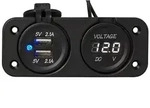 ProPlus Einbau Kit Voltmeter 30 V und USB Doppelsteckdose 2 Mal 2100 mA